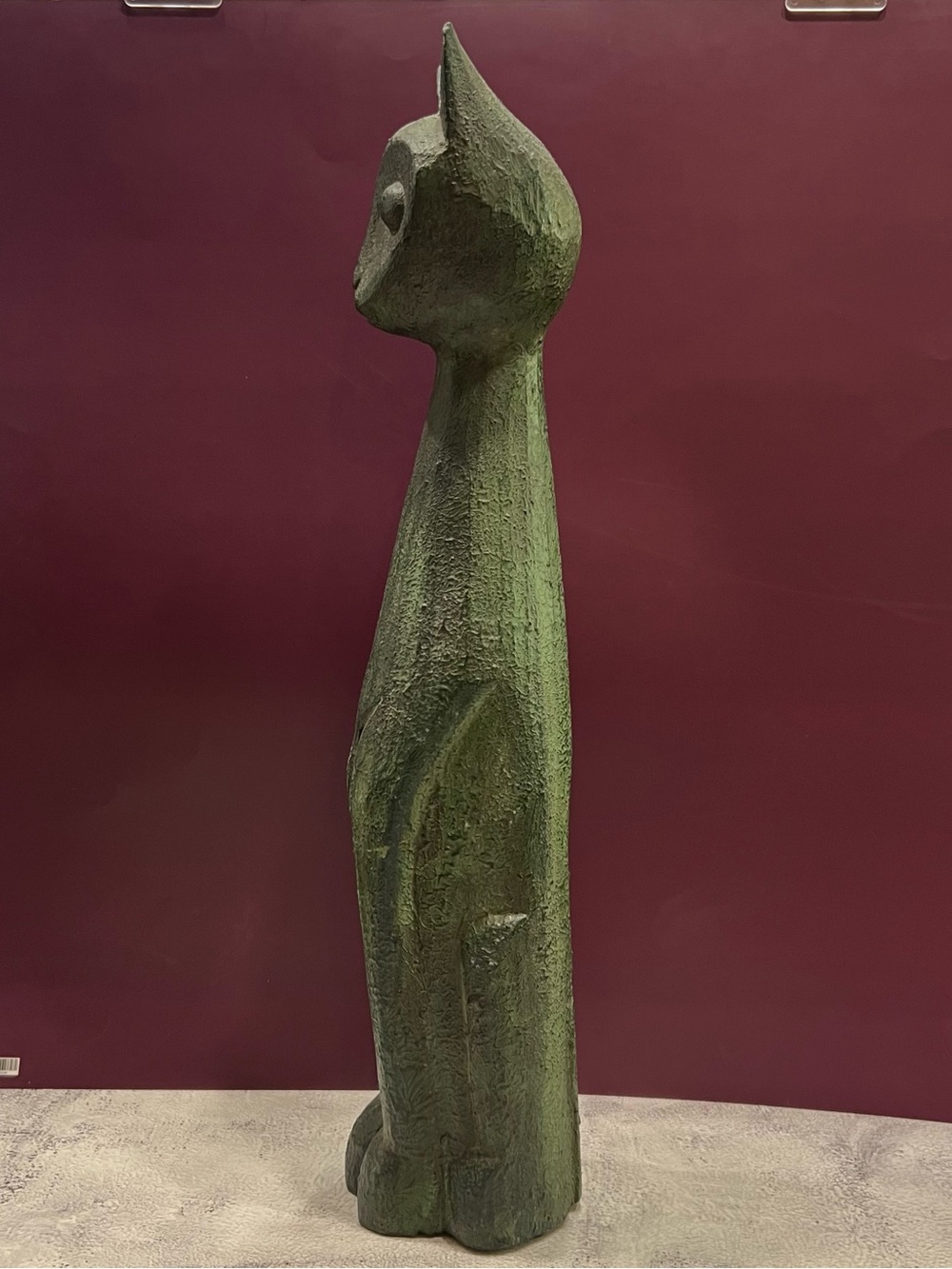 Mid Century Modern Stylized Cat Wood Sculpture Brutalist Egyptian Revival 19.5"H - Picture 5 of 7